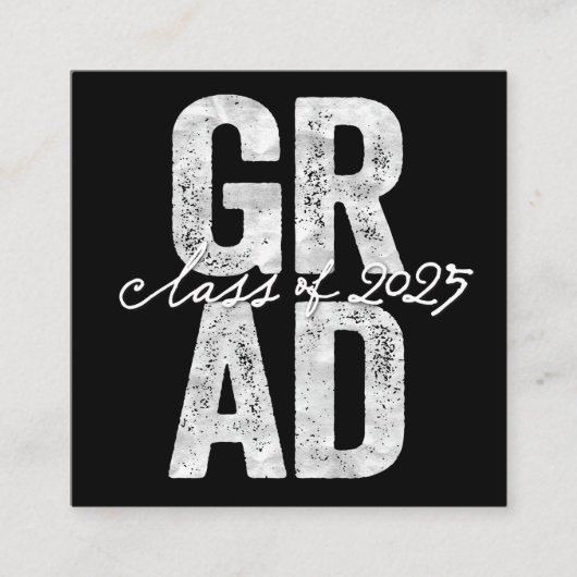 Bold Silver AFSTUDEERDER Stijlvol Afstuderen Colle Informatiekaartje (Voorkant)