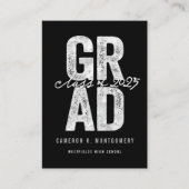 Bold Silver AFSTUDEERDER Stijlvolle Graduation Par Informatiekaartje (Voorkant)