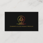 Bold Simple Electronic Repair Black Neon Bulb Logo Visitekaartje (Voorkant)