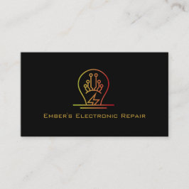 Bold Simple Electronic Repair Black Neon Bulb Logo Visitekaartje