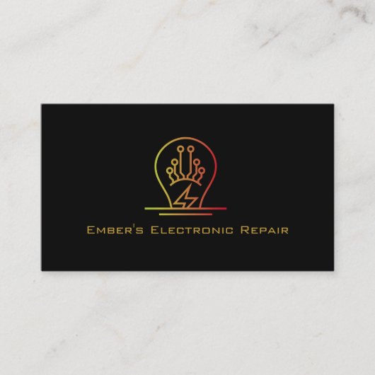 Bold Simple Electronic Repair Black Neon Bulb Logo Visitekaartje (Voorkant)