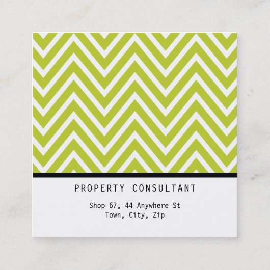 BOLD SIMPLE MODERN chevron patroon preppy limoen Vierkante Visitekaartje (Achterkant)