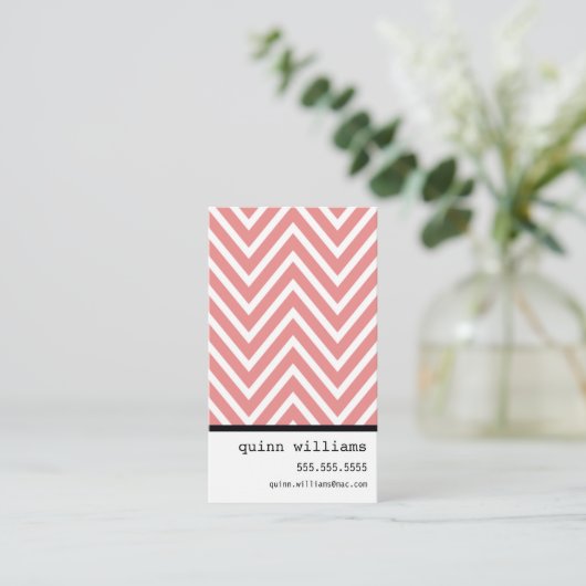 BOLD SIMPLE MODERN chevron patroon vers koraal Visitekaartje (Staand voorkant)