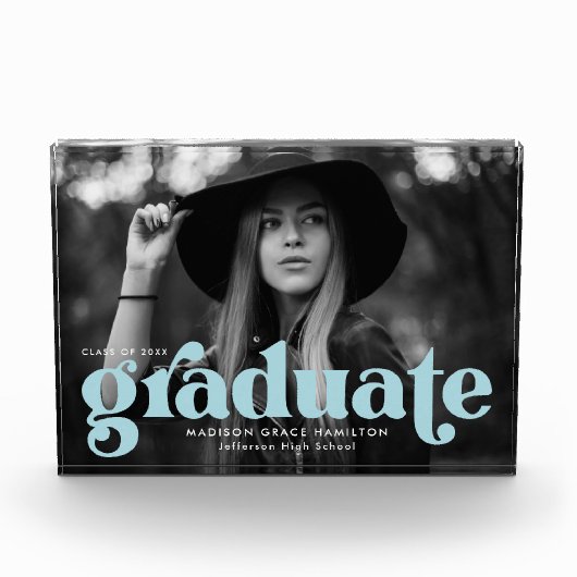 Bold Sky Blue Typography Afstuderen Fotoblokken (Voorkant)