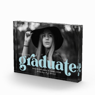 Bold Sky Blue Typography Afstuderen Fotoblokken
