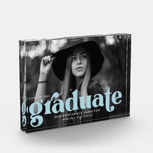 Bold Sky Blue Typography Afstuderen Fotoblokken (Links)