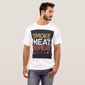 Bold Smoke Meat Repeat Typography Tshirt (Voorkant volledig)