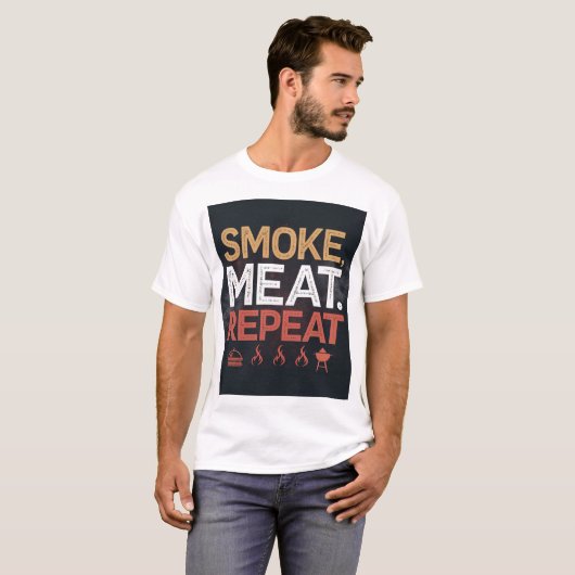 Bold Smoke Meat Repeat Typography Tshirt (Voorkant volledig)