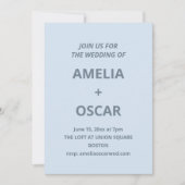 Bold Soft Blue Modern Minimal Wedding Typography Kaart (Voorkant)