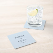 Bold Soft Blue Modern Wedding Names Date Custom Kartonnen Onderzetters (Insitu)