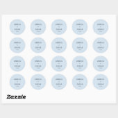 Bold Soft Blue Modern Wedding Names Date Custom Ronde Sticker (Vel)