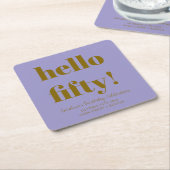 Bold Soft Purple Modern 50th Birthday Custom Kartonnen Onderzetters (Schuin)