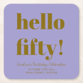 Bold Soft Purple Modern 50th Birthday Custom Kartonnen Onderzetters (Voorkant)