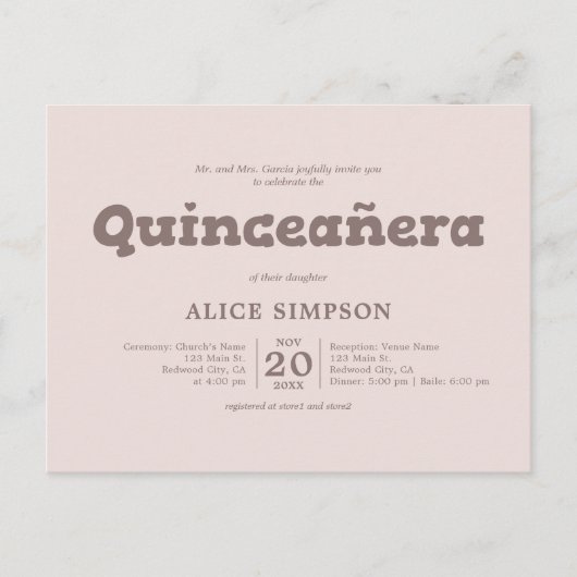 Bold Speels Quinceanera Briefkaart (Voorkant)