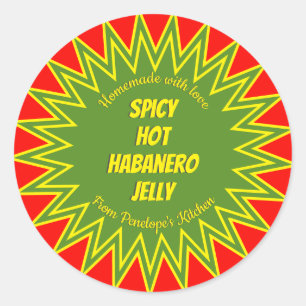 Bold Spicy Hot Habanero Jelly Jar Canning Ronde Sticker