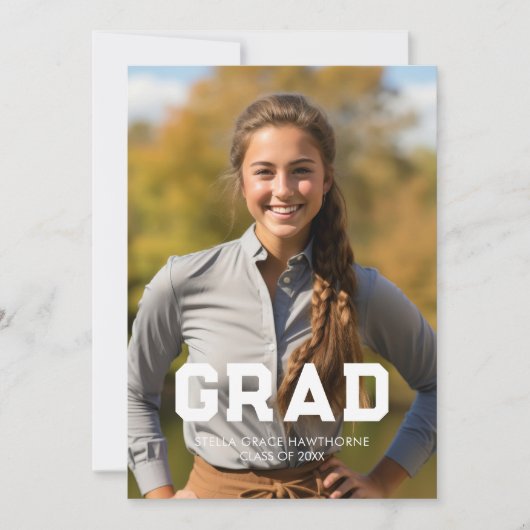 Bold Sport Athlete Photo Grad Aankondiging (Voorkant)