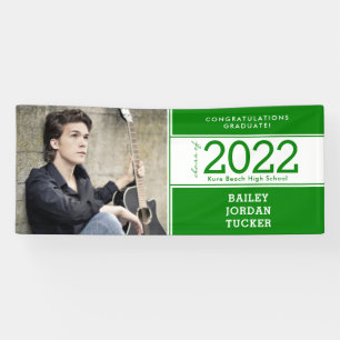Bold Sporty Dark Green Photo Graduation Spandoek