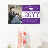 Bold Sporty Paars Photo Afstuderen Spandoek (Insitu)