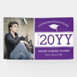 Bold Sporty Paars Photo Afstuderen Spandoek