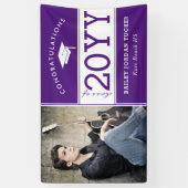 Bold Sporty Paars Photo Afstuderen Spandoek (Verticaal)