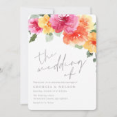 Bold Spring Waterverf Flowers Modern Wedding Kaart (Voorkant)