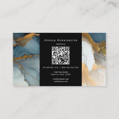 BOLD Square Logo en QR Code Indigo Gold Fluid Ink Visitekaartje (Achterkant)