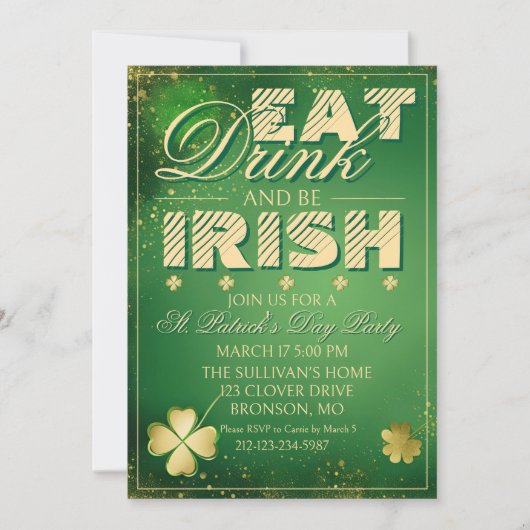 Bold St. Patrick’s Day Invitation Kaart (Voorkant)