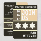 Bold Star van David Bar Mitzvah Uitnodiging (Voorkant / Achterkant)