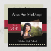 Bold Stripe Afstuderen Aankondiging (rood) (Voorkant / Achterkant)