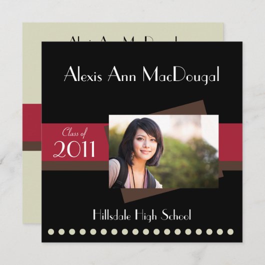 Bold Stripe Afstuderen Aankondiging (rood) (Voorkant / Achterkant)