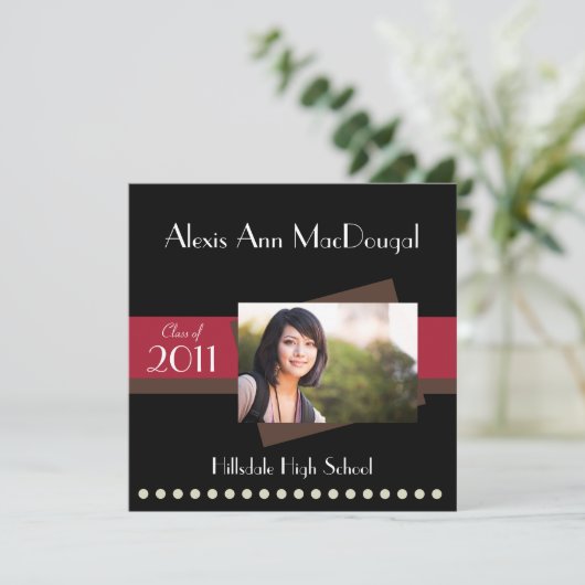 Bold Stripe Afstuderen Aankondiging (rood) (Staand voorkant)