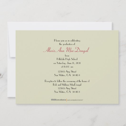 Bold Stripe Afstuderen Aankondiging (rood) (Achterkant)