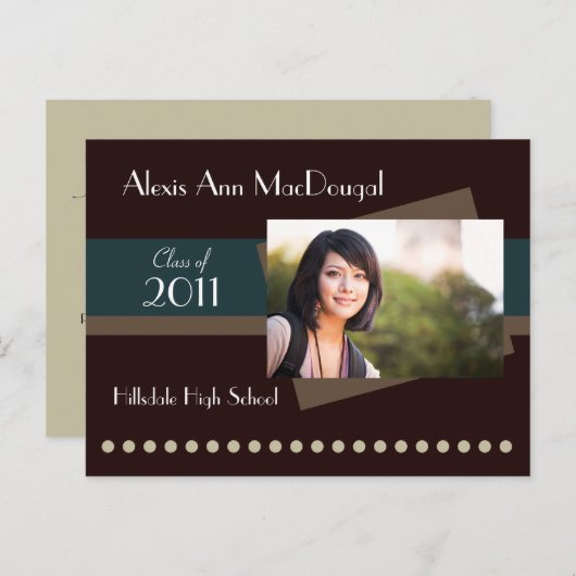 Bold Stripe Announcement Briefkaart (blauwgroen) (Voorkant / Achterkant)