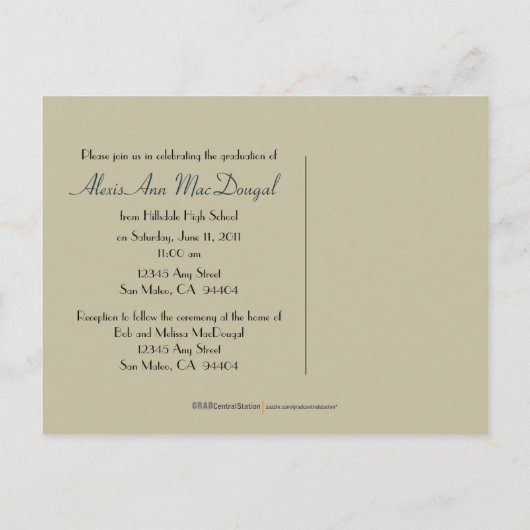 Bold Stripe Announcement Briefkaart (blauwgroen) (Achterkant)