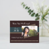 Bold Stripe Announcement Briefkaart (blauwgroen) (Staand voorkant)