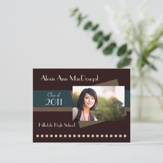 Bold Stripe Announcement Briefkaart (blauwgroen) (Staand voorkant)