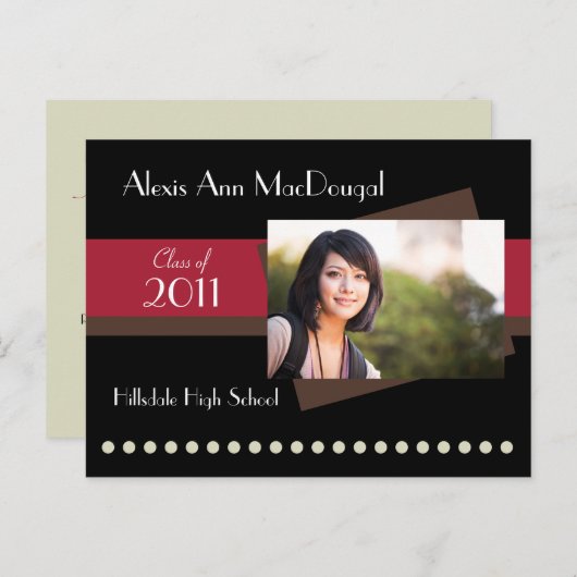 Bold Stripe Announcement Briefkaart (rood) (Voorkant / Achterkant)