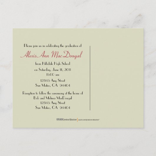 Bold Stripe Announcement Briefkaart (rood) (Achterkant)