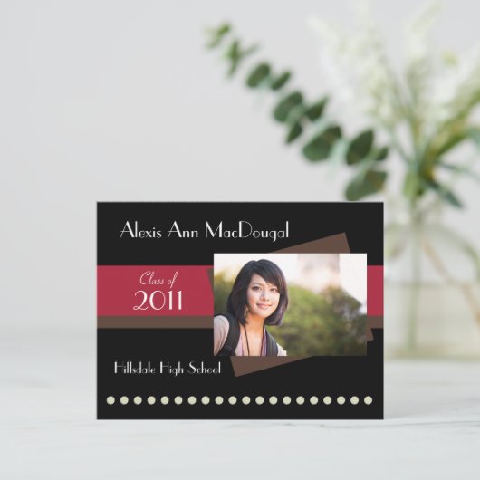 Bold Stripe Announcement Briefkaart (rood) (Staand voorkant)