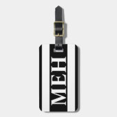 Bold Stripe Black en White Monogramed Bagagelabel (Voorkant verticaal)