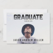 Bold Striped Typografie Afstuderen Jongen aankondi Aankondiging (Voorkant)