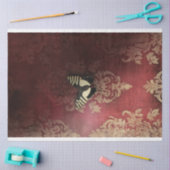 Bold Stripes Butterfly op Maroon Damask Wall Tissuepapier (Craft)