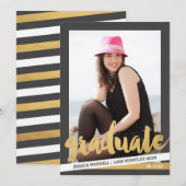 Bold Stripes Foto Afstuderen Aankondiging (Voorkant / Achterkant)