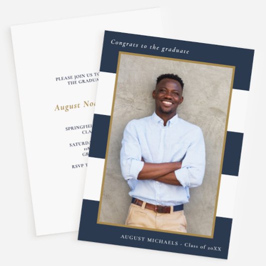 Bold Stripes Fotogradatie Uitnodiging