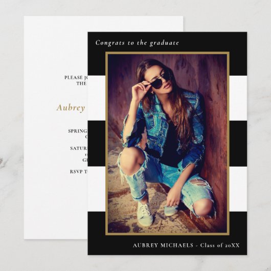 Bold Stripes Fotogradatie Uitnodiging (Voorkant / Achterkant)