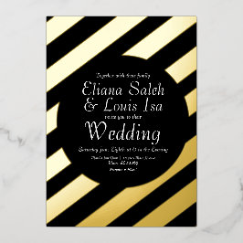 Bold Stripes Gold Script Weduwschap geperst Folie Uitnodiging