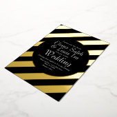 Bold Stripes Gold Script Weduwschap geperst Folie Uitnodiging (Gedraaid)