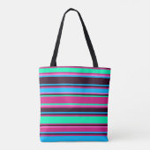Bold Stripes in Magenta, Aqua & Blue Canvas tas (Achterkant)