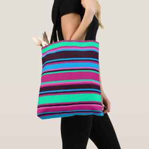 Bold Stripes in Magenta, Aqua & Blue Canvas tas