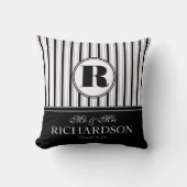 Bold Stripes Pattern Monogram Mr en Mrs. Kussen (Voorkant)